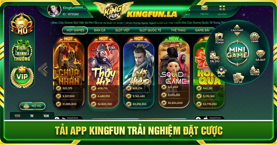 Tải app Kingfun trải nghiệm đặt cược